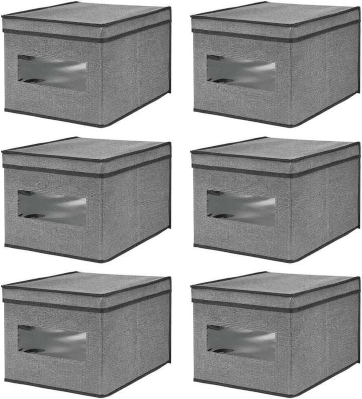 mDesign Stoffbox im 6er-Set – Aufbewahrungsbox aus Stoff – ideal zur Ablage von Kleidung und als Sch