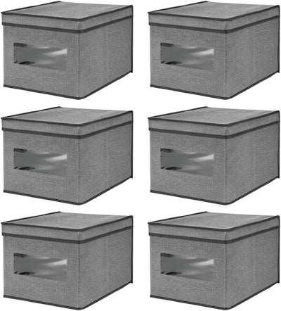 mDesign Stoffbox im 6er-Set – Aufbewahrungsbox aus Stoff – ideal zur Ablage von Kleidung und als Sch