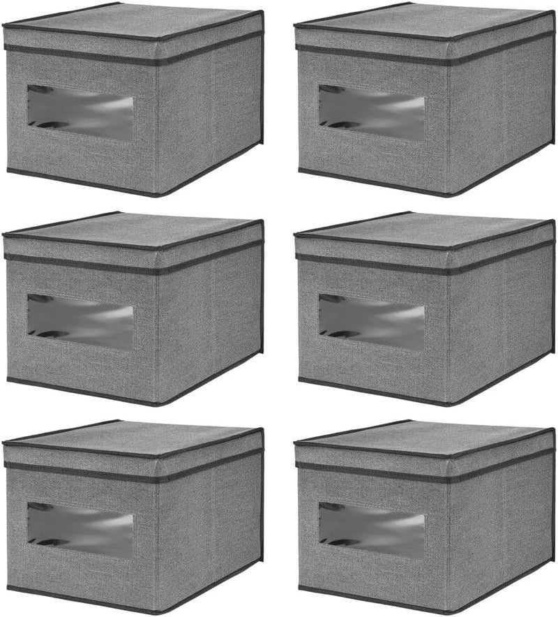 mDesign Stoffbox im 6er-Set – Aufbewahrungsbox aus Stoff – ideal zur Ablage von Kleidung und als Sch