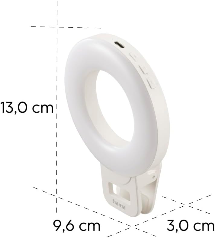 LED-Ringleuchte Togo, Clip-On-Ringlicht für Handy, aufladbar, 3 Modi