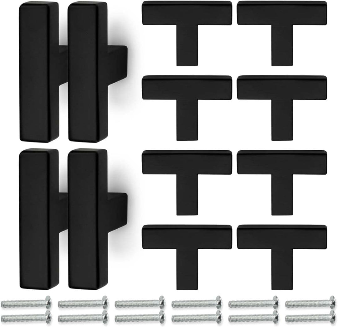 Bwintech 12 Stück 50MM Kabinettgriff Mattschwarz Schrank Pull Griffe, Modisch Edelstahl Quadrat Grif