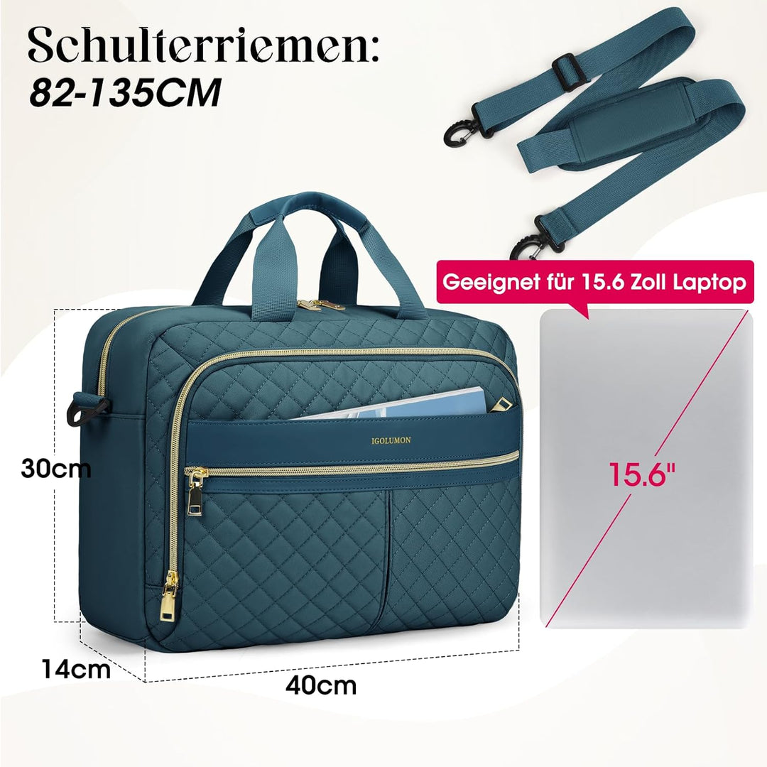 IGOLUMON Laptoptasche Damen 17 Zoll/15,6 Zoll Aktentasche Wasserdichte Laptop Notebook Tasche Arbeit