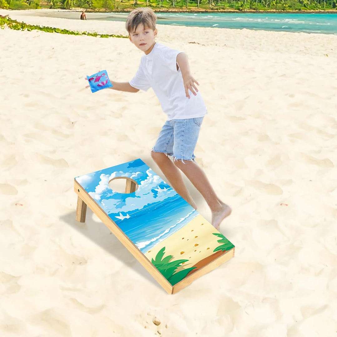 Cornhole Verordnung Grösse 60x30cm Massivholz Sackloch Spiel Set mit 2 Corn Hole Boards, 8 Sitzsack