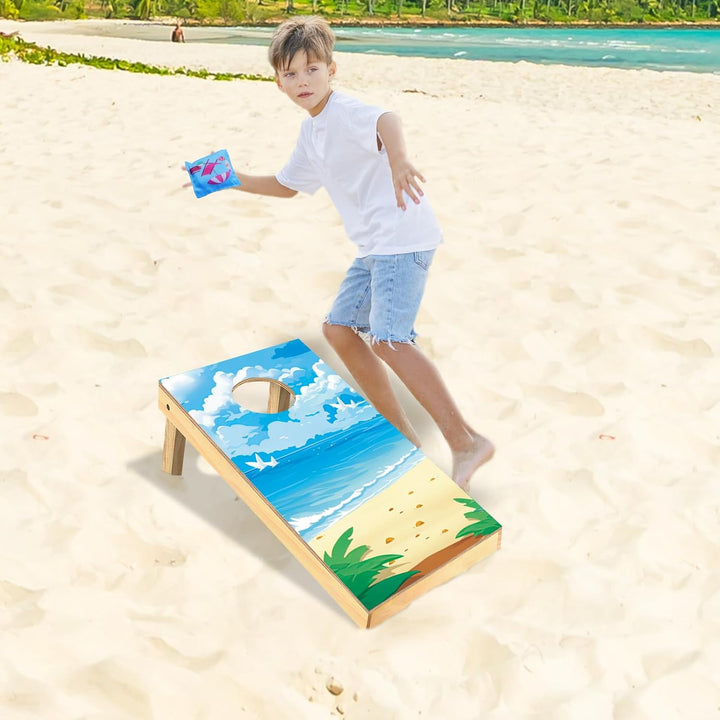 Cornhole Verordnung Grösse 60x30cm Massivholz Sackloch Spiel Set mit 2 Corn Hole Boards, 8 Sitzsack