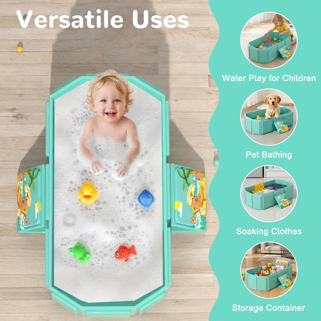 Baby Badewanne Gross Faltbar, Multifunktionale Tragbare Babywanne für 0-8 Jahre, Kinderbadewanne Mob