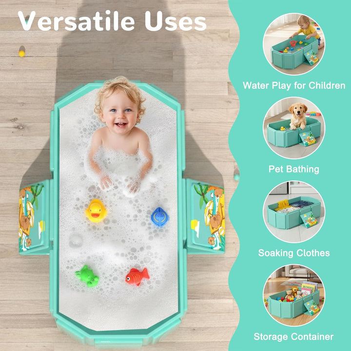 Baby Badewanne Gross Faltbar, Multifunktionale Tragbare Babywanne für 0-8 Jahre, Kinderbadewanne Mob