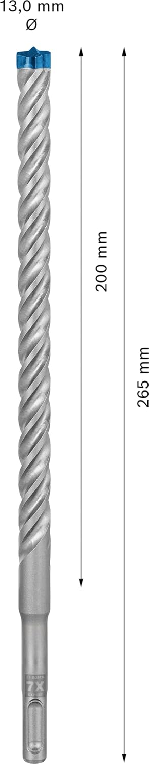 Bosch Professional 1x Expert SDS plus-7X Hammerbohrer (für Stahlbeton, Ø 13,00x265 mm, Zubehör Bohrh