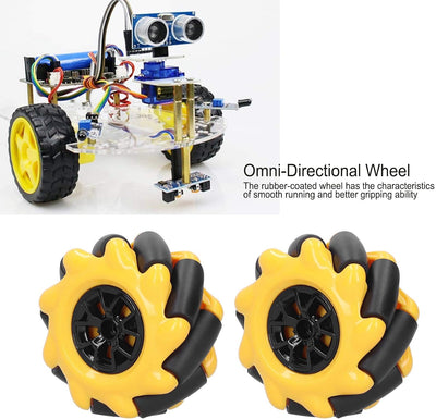 Mecanum Wheel, 60 mm omnidirektionales Rad Smart Robot Autoteile Zubehör DIY Toy Components(2 Pairs)