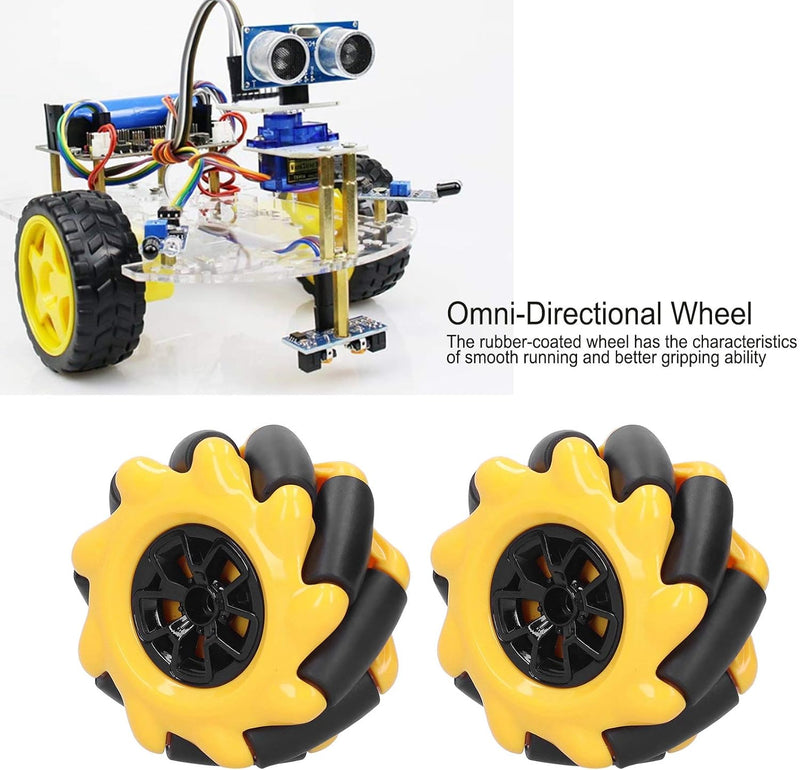 Mecanum Wheel, 60 mm omnidirektionales Rad Smart Robot Autoteile Zubehör DIY Toy Components(2 Pairs)