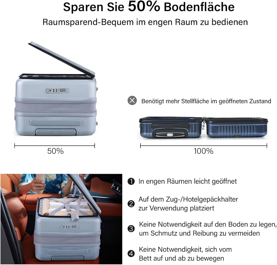Hanke Koffer Gross Erweiterbarer Hartschalenkoffer Gross Leichter Frontöffnung Koffer mit TSA-Schlos