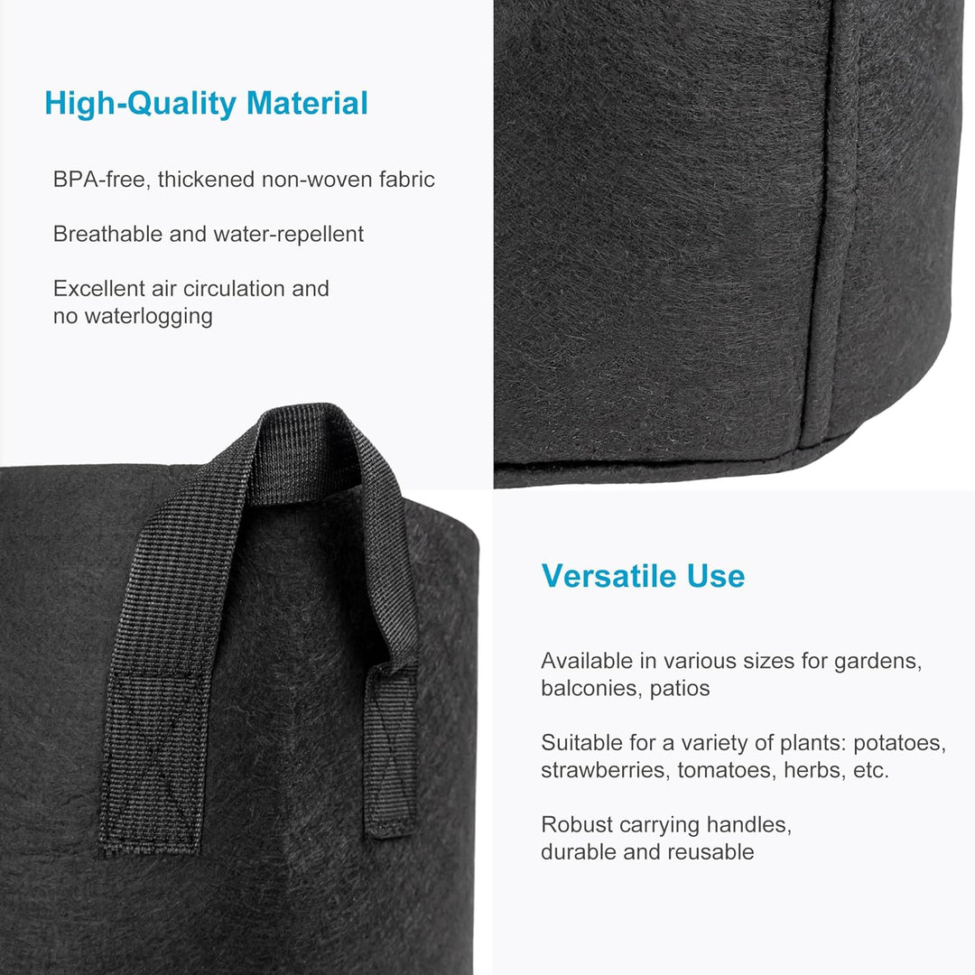 INTIRILIFE 5X Vlies Pflanzsack in 113 Liter - 30 Gallon - 60 x 40 cm – Pflanzen Übertopf aus Vliesst