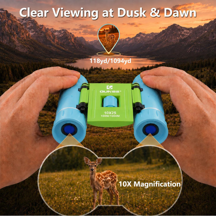 QUNSE 10x25 Mini Kleines Fernglas Erwachsene Klein Ferngläser für Vogels Hiking en buitenleven Marin