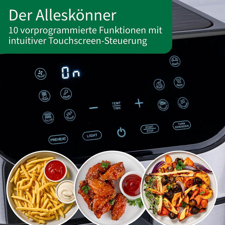 Chefkoch trifft Fackelmann Heissluftfritteuse – 6L Fassungsvermögen, 10 Automatikprogramme, Touchscr