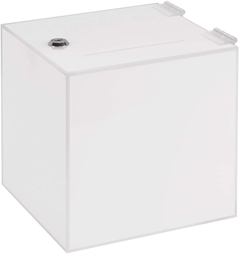 Losbox in 200x200x200mm, aus opalem Acrylglas - Zeigis® / Spendenbox/Aktionsbox/Gewinnspielbox/undur