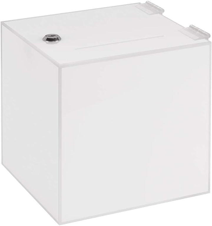 Losbox in 200x200x200mm, aus opalem Acrylglas - Zeigis® / Spendenbox/Aktionsbox/Gewinnspielbox/undur