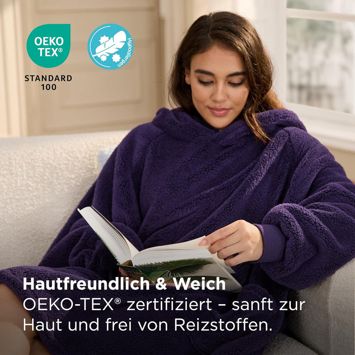 BEDSURE Hoodie Decke mit Ärmeln Deckenpullover - Tragbare Decke zum Anziehen als Geschenke für Fraue