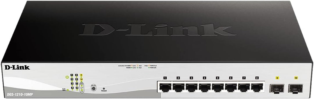 D-Link DGS-1210-10MP/E Gigabit Smart+ Managed Switch (8 x 10/100/1000 Base-T PoE-Ports und 2 x 100/1