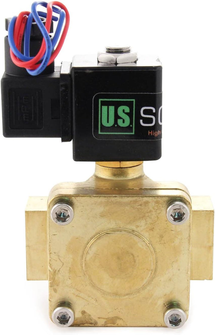 U.S. Solid 3/4" G 230V AC Messing Magnetventil für Wasser Luft Gas Öl, NC, VITON, 0,1-16 Bar, Vertik