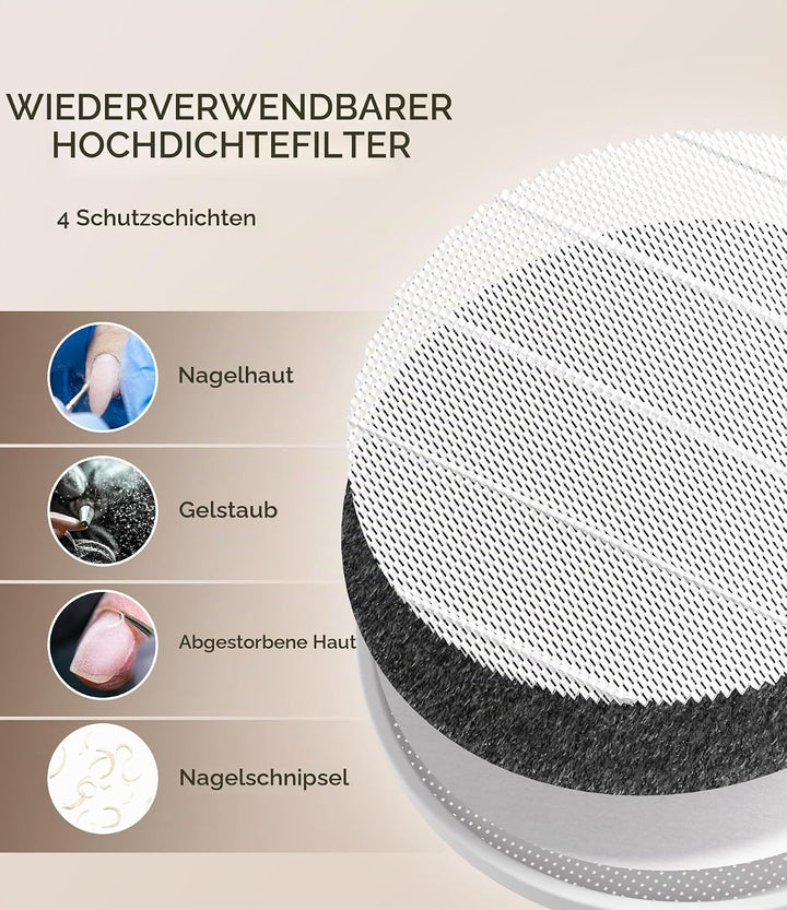 MelodySusie SProR Wiederaufladbarer Nagelstaubsauger, Vakuum Professioneller Staubabsaugung mit Filt