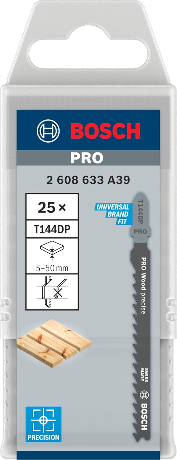 Bosch 25x Stichsägeblatt T 144 DP Precision for Wood (für weiches Holz, gerader Schnitt, Professiona