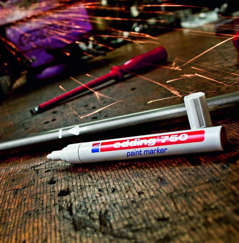 edding 750 Lackmarker - silber - 10 Stifte - Rundspitze 2-4 mm - Lackstift zur Markierung und Beschr