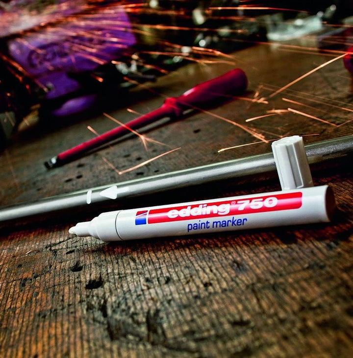 edding 750 Lackmarker - silber - 10 Stifte - Rundspitze 2-4 mm - Lackstift zur Markierung und Beschr