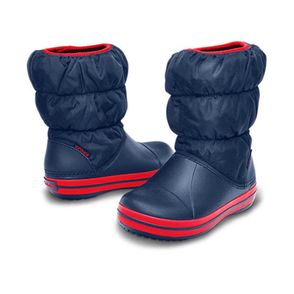 Crocs Unisex Kinder Winter Puff Boot Kids Schneestiefel 24/25 EU Blau Navy Red 485, 24/25 EU Blau Na