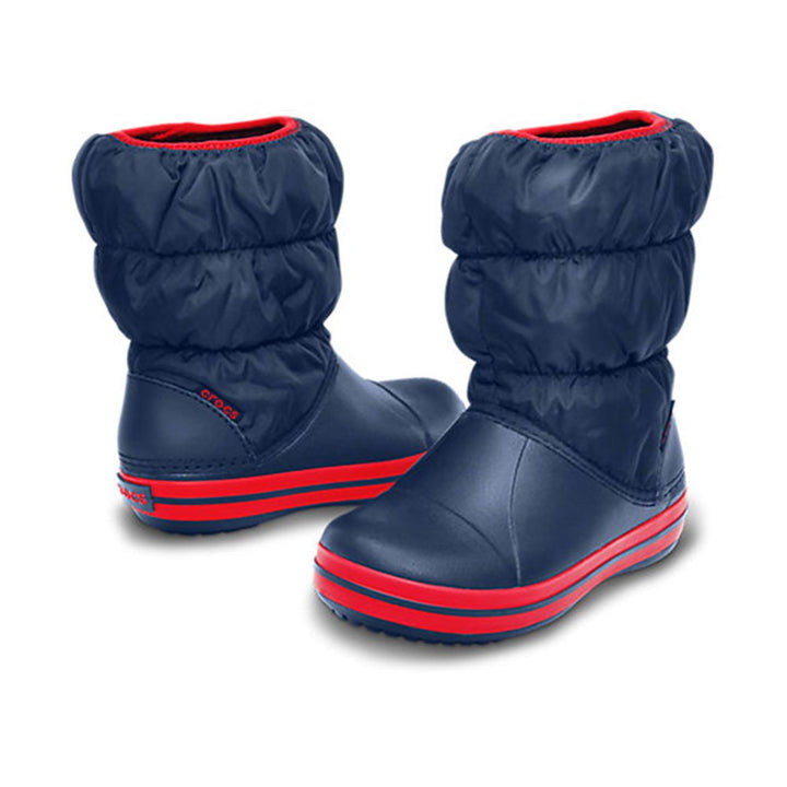 Crocs Unisex Kinder Winter Puff Boot Kids Schneestiefel 24/25 EU Blau Navy Red 485, 24/25 EU Blau Na