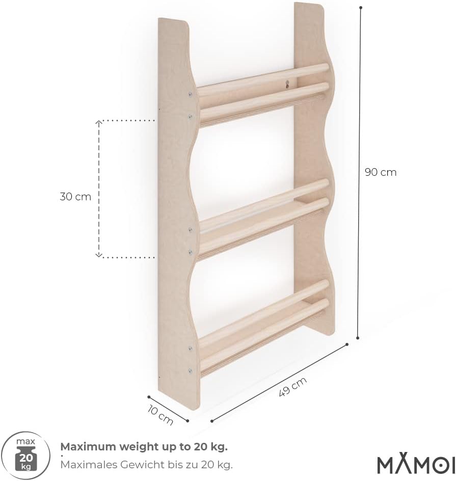 MAMOI® Bücherregal für Kinder, Bücherkiste für kinderzimmer, Book Shelf, Buchregal, Wandregal kinder