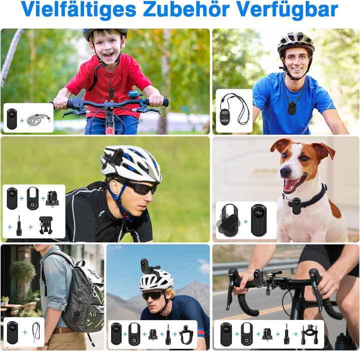 Action Cam, HD 1080P Daumen Körperkamera, 360° Drehbare Sport Action Kamera, 120° Weitwinkel Kleine