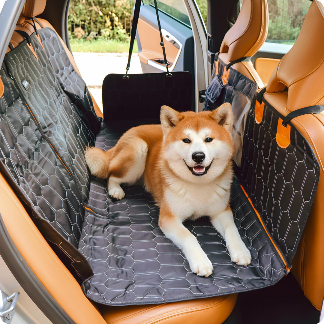 Hundedecke Auto 4-in-1 – Rückbank-, Hängematten-, Teil- & Vordersitz-Schutz, 132×145 cm – 600D Oxfor
