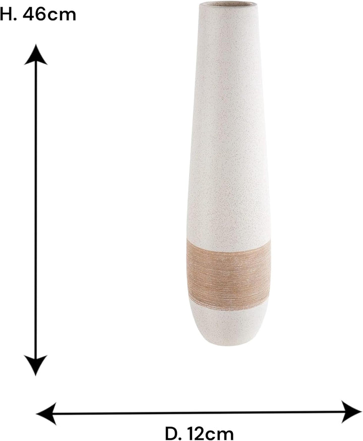 Gilde Deko grosse Vase XL Bodenvase aus Keramik - Deko Wohnzimmer - Farbe: Braun Creme Höhe 46 cm
