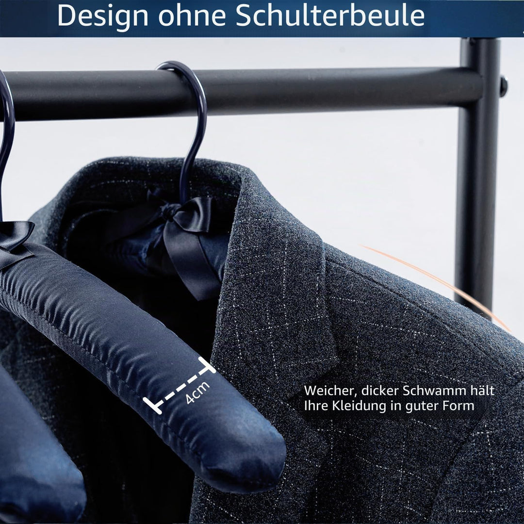 43 cm Extra Large Anti Slip Navy Blau Satin Gepolsterter Kleiderbügel No Bumps für Mäntel, Pullover,