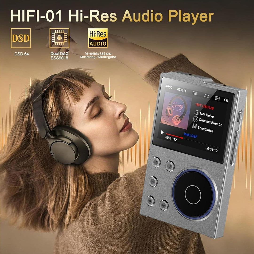 HiFi-MP3-Player, Bluetooth 5.3, Verlustfreier Sound, Hochauflösender Musik-Player, Tragbarer Audio-P