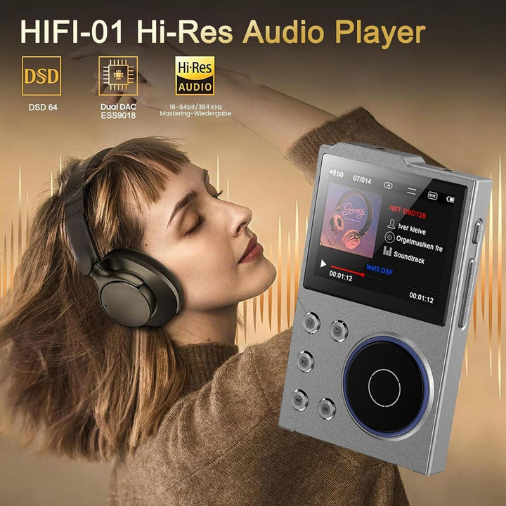 HiFi-MP3-Player, Bluetooth 5.3, Verlustfreier Sound, Hochauflösender Musik-Player, Tragbarer Audio-P