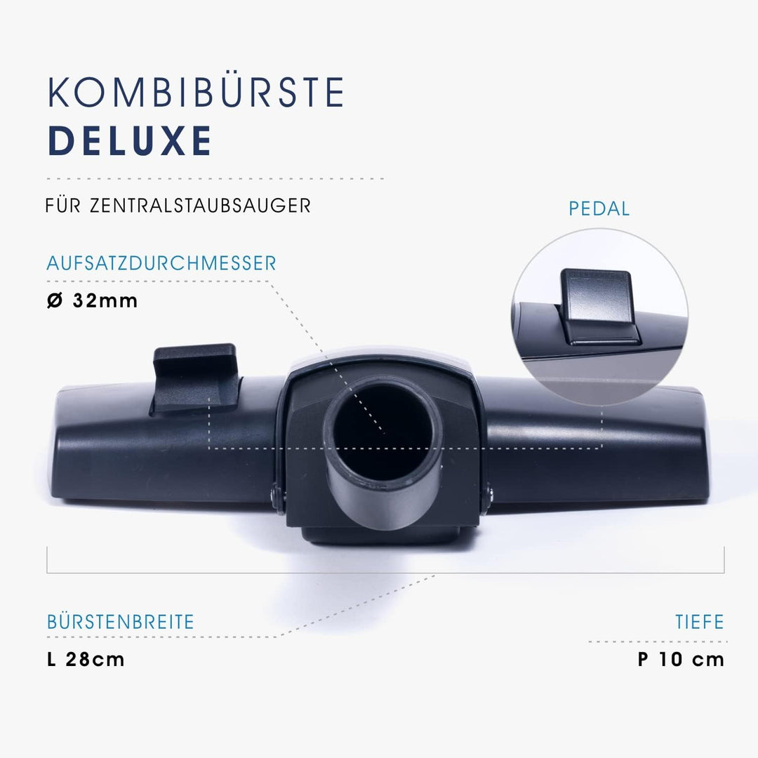 vacuplanet Kombibürste Teppich-Hartboden Deluxe für Zentralstaubsauger Durchmesser ø32mm - für Böden