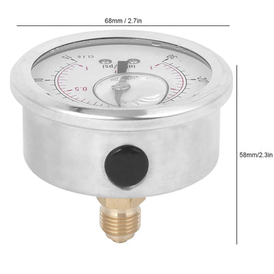 Oumefar Vakuum-Manometer 1/4 BSP Vakuum-Manometer Hochdruck-Vakuummeter Hochpräzises Radialmanometer