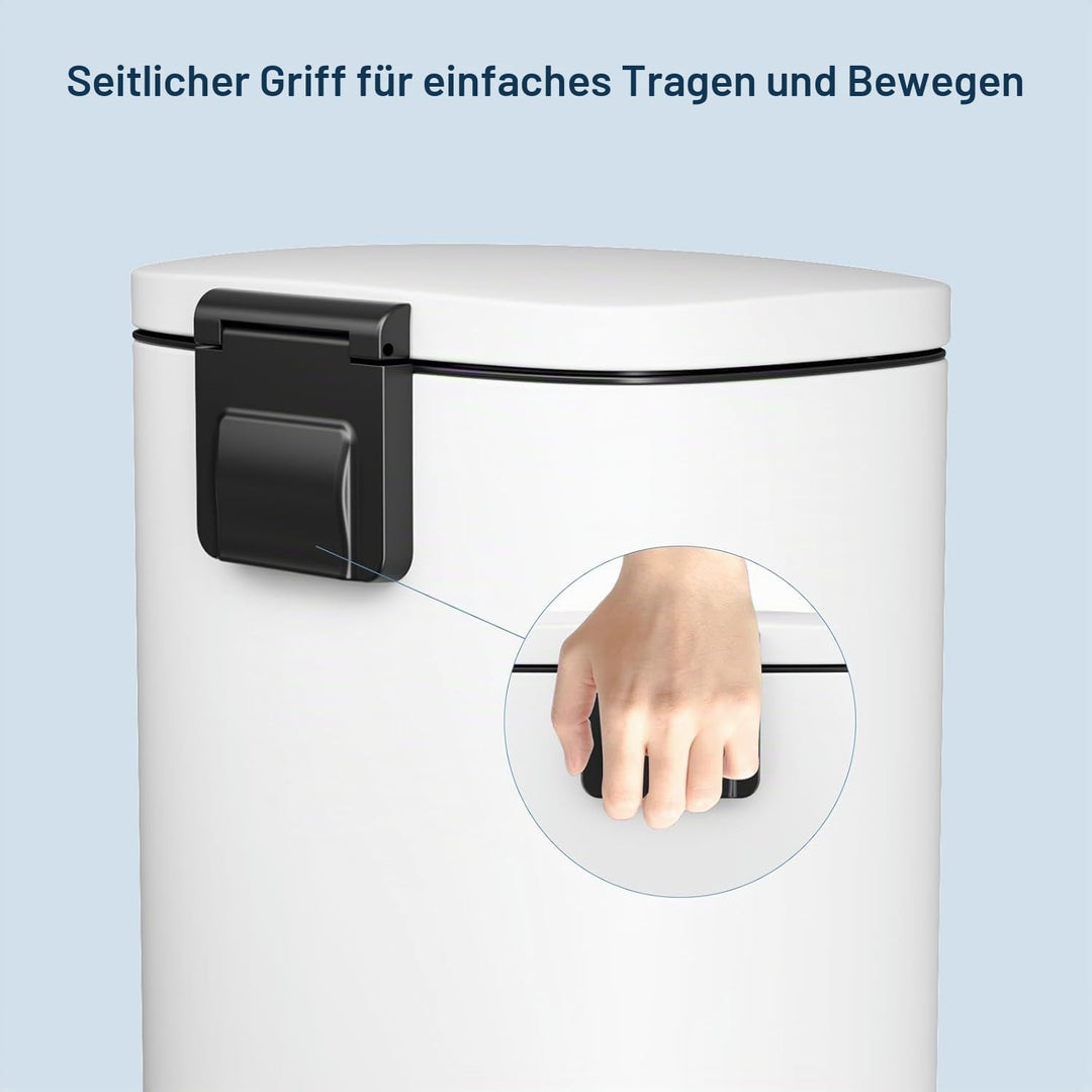 Clevich Mülleimer 30L aus Stahl, Abfalleimer, Tretmülleimer mit Soft-Close Deckel, Fusspeda, abnehmb