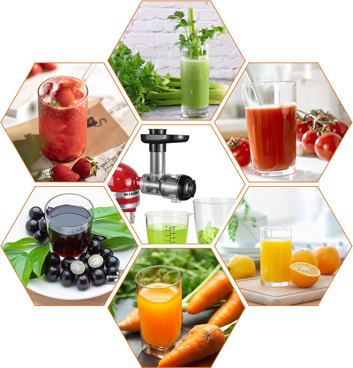 Gdrtwwh Entsafter Aufsatz für KitchenAid Ständermixer,Slow Juicer Zitrussaftpresse Zubehör, Kau-Ents