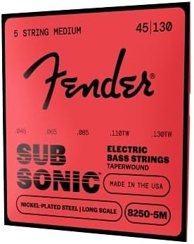 Fender 8250 Basssaiten, vernickelter Stahl, konisch gewickelt, lange Skala, Stärke 8250-5M .045-.130