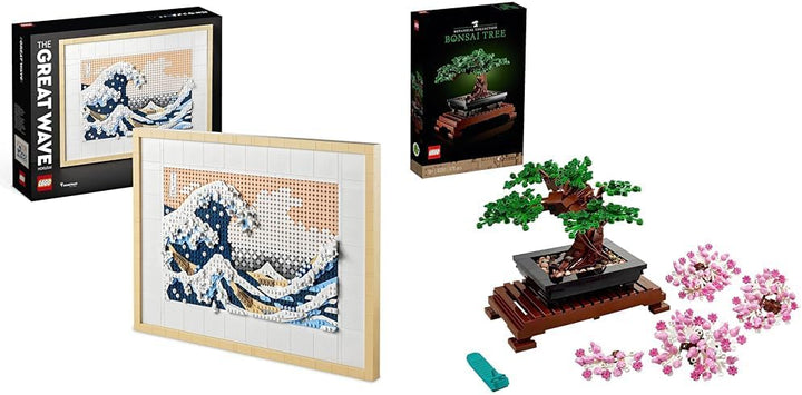 LEGO 31208 Art Hokusai – Grosse Welle & 10281 Icons Bonsai Baum, Kunstpflanzen-Set zum Basteln für E