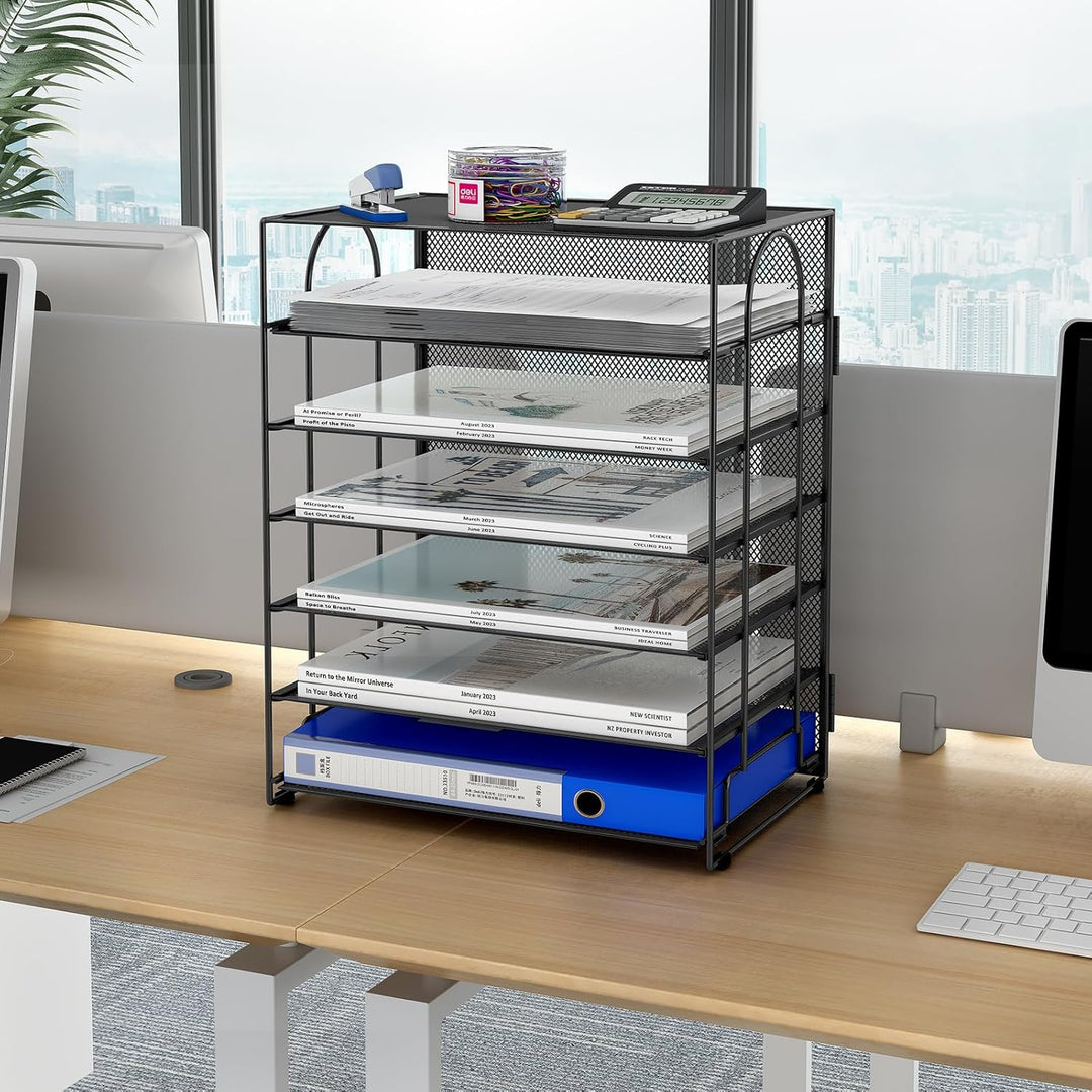 EasyPAG 6 Fächer A4 Metall Büro Schreibtisch Organizer Dokumentenhalter Aktenablage Zeitschriftenhal