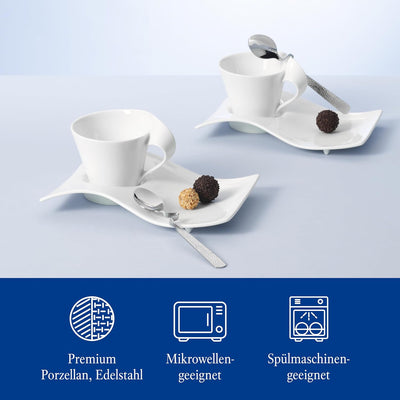 Villeroy und Boch - NewWave Caffè Kaffeetassen-Set, 6 tlg., eleganter Kaffeegenuss, Premium Porzella