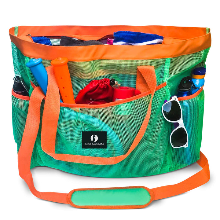 Red Suricata Ra-rso-lamebeba1 Netz-Strandtasche Türkis/Orange, Türkis/Orange
