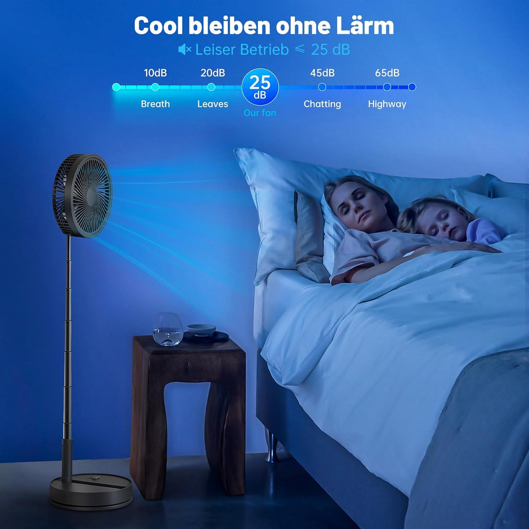LIPETY Tragbarer Faltbarer Ventilator mit Fernbedienung, 8,6" 8000 mAh Akku | Oszillierend, Aufladba