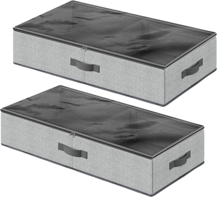 SONGMICS Unterbettkommode, 2er Set, Unterbett Aufbewahrungsbox mit Sichtfenster, Faltbarer Organizer