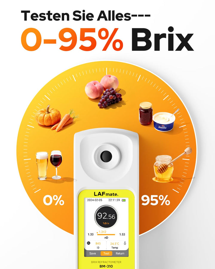 Digitales Refraktometer mit ATC für Weinherstellung, Heimbrauen, 0~95% Brix Refraktometer Zuckergeha