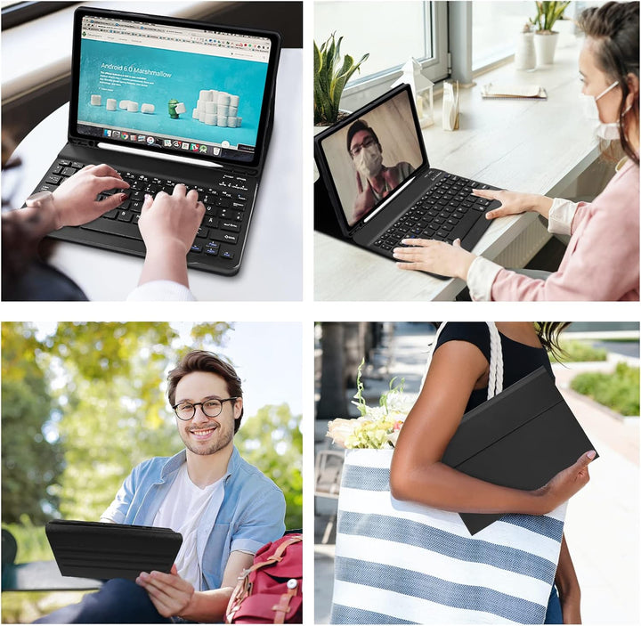 Samsung Galaxy Tab A8 Hülle mit Tastatur, QWERTZ Deutsches Layout Bluetooth Tastatur mit Stifthalter