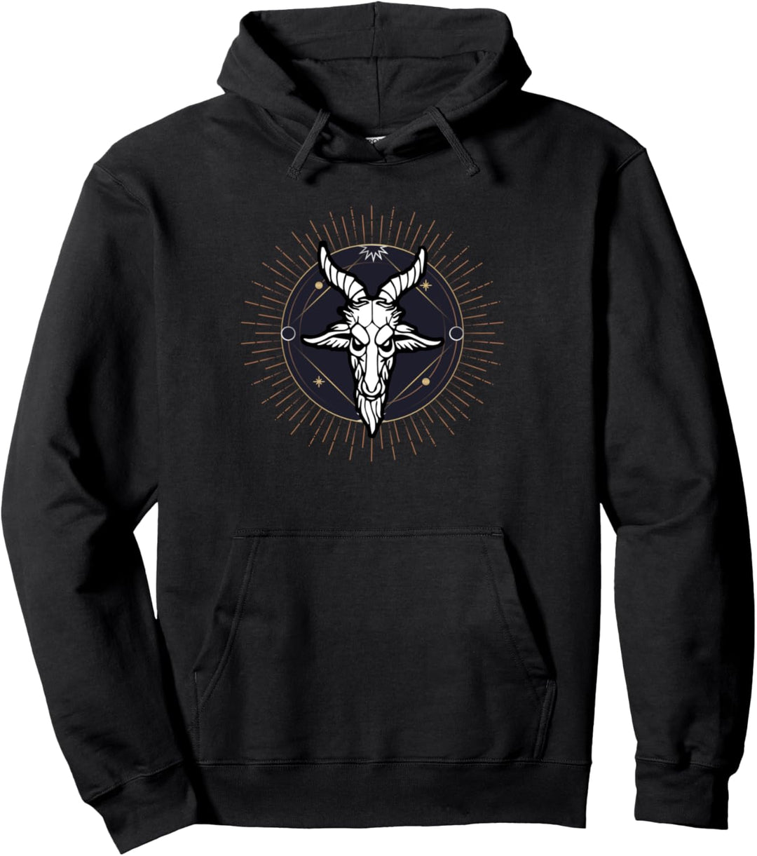 Vintage Okkulte Ziege Baphomet Satanische Hexerei Design Pullover Hoodie