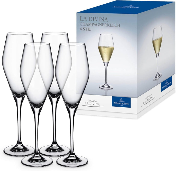 Villeroy &amp; Boch – La Divina Champagnerkelch Set 4 teilig, Champagner Gläser, Sektkelche, hochwertige